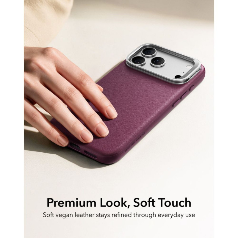 ESR Leather Kickstand MagSafe dėklas, skirtas Apple iPhone 17 Pro / 18 Pro, Deep Burgundy
