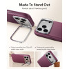 ESR Leather Kickstand MagSafe dėklas, skirtas Apple iPhone 17 Pro / 18 Pro, Deep Burgundy