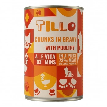 TILLO Chunks in gravy Poultry šlapiasis pašaras katėms, 415 g