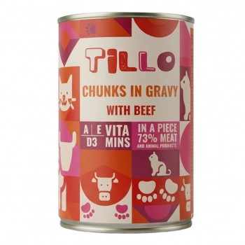 TILLO Chunks in gravy Beef šlapias pašaras katėms, 415 g