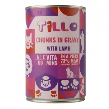 TILLO šlapias pašaras katėms Chunks in gravy Lamb, 415 g