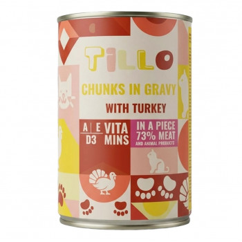 TILLO Chunks in gravy Turkey šlapiasis pašaras katėms, 415 g