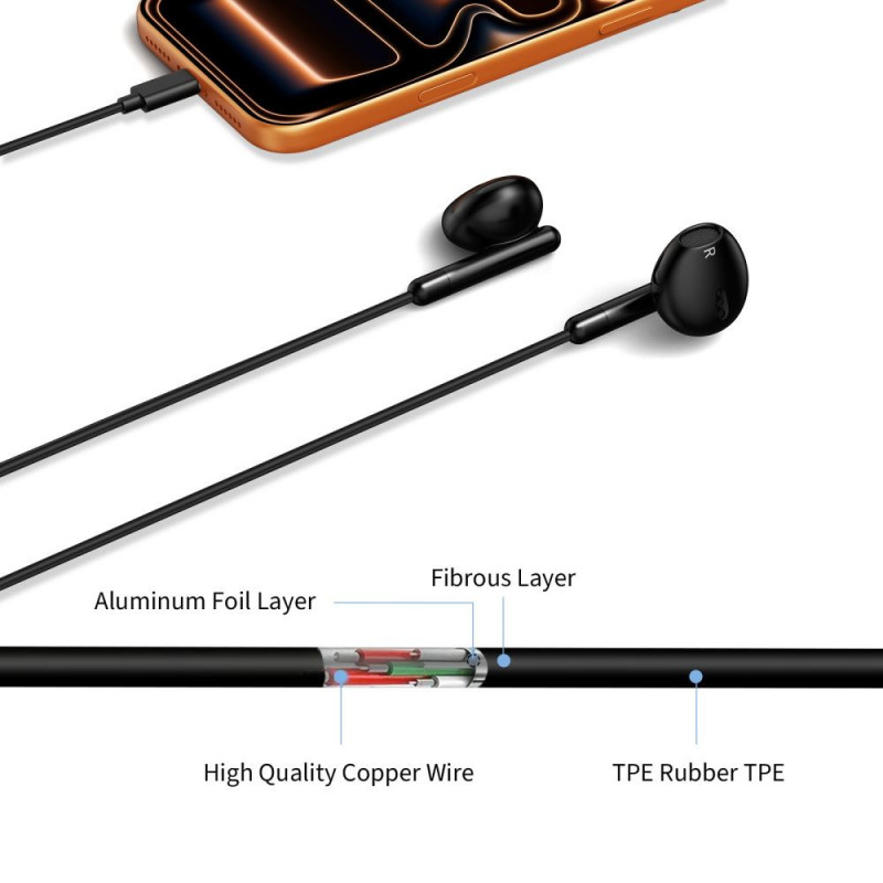 Tech-Protect Ultraboost Core G4 ausinukai su 3.5 mm mini jack laidu, juodi