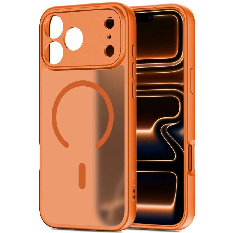 Tech-Protect BasicMag MagSafe dėklas skirtas Apple iPhone 17 Pro, matinės Cosmic Orange spalvos