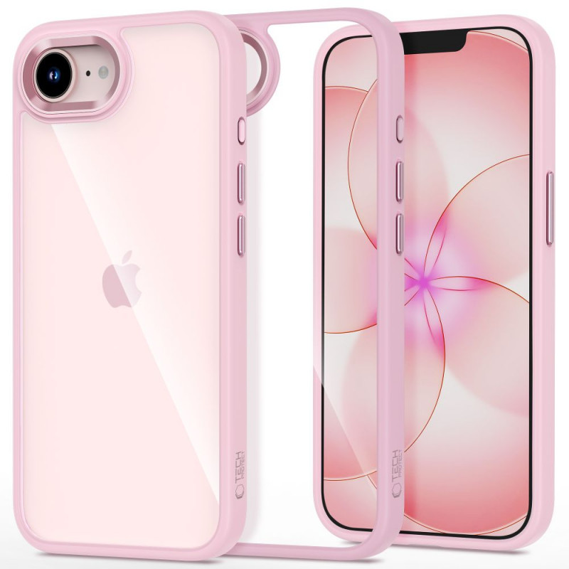 Tech-Protect Magmat dėklas, skirtas Apple iPhone 16e / 17e, Soft Pink/clear
