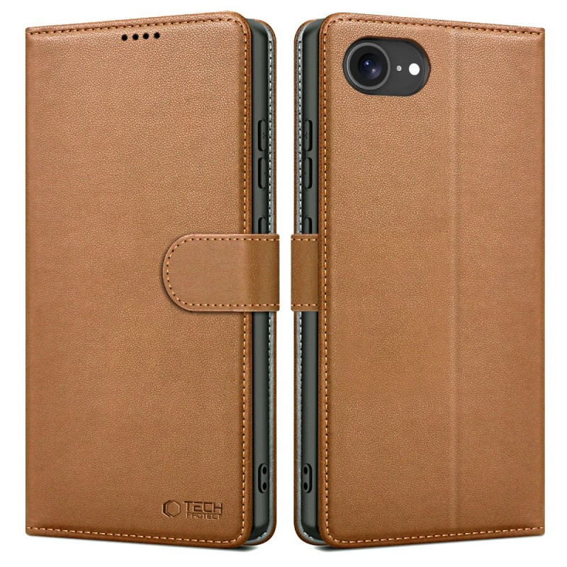 Tech-Protect Wallet Case dėklas Apple iPhone 17e / 16e, rudas