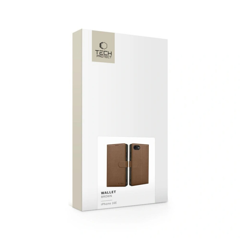 Tech-Protect Wallet Case dėklas Apple iPhone 17e / 16e, rudas
