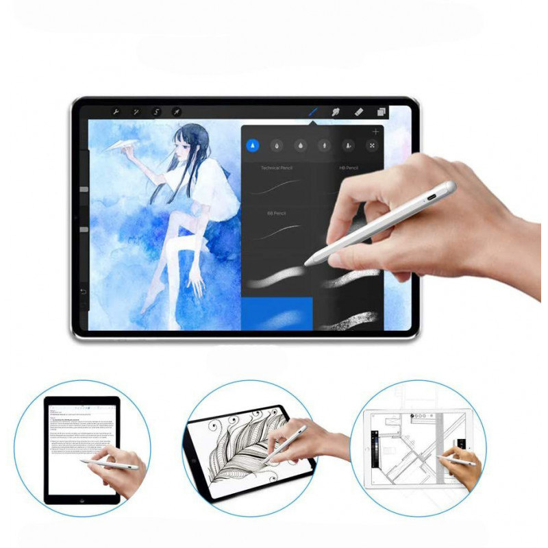 Tech-Protect skaitmeninis rašiklis su ekrano jutikliu, skirtas Apple iPad, baltas