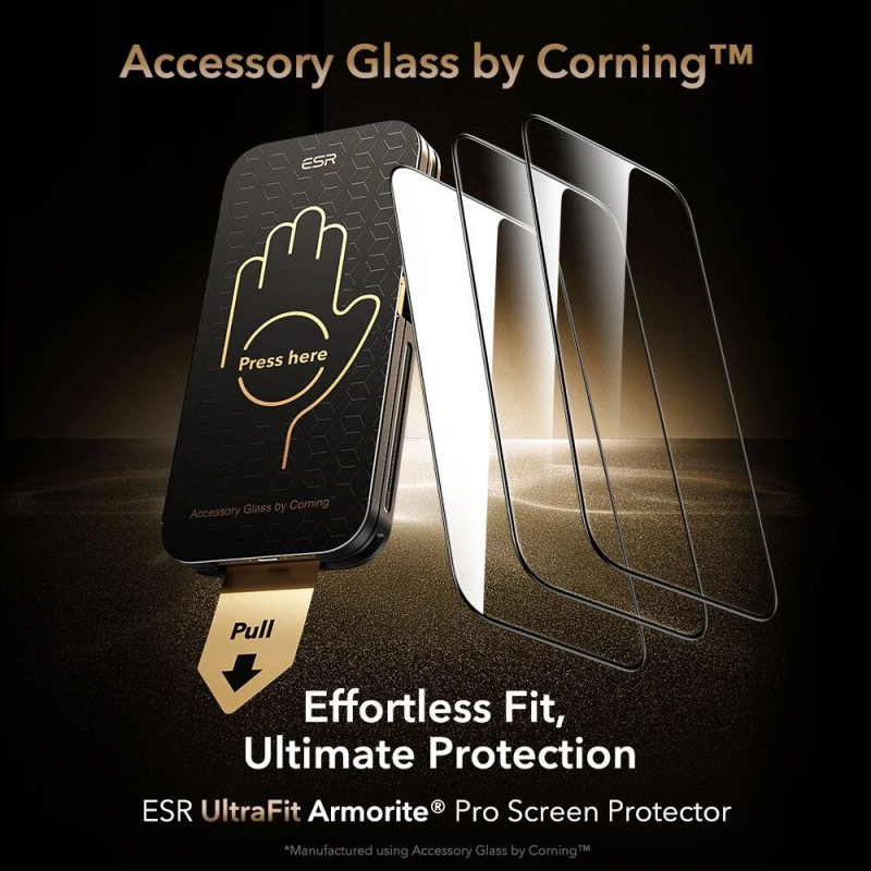 ESR UltraFit Armorite Pro grūdintas stiklas su Glass by Corning Apple iPhone 17 Pro Max, ESR928