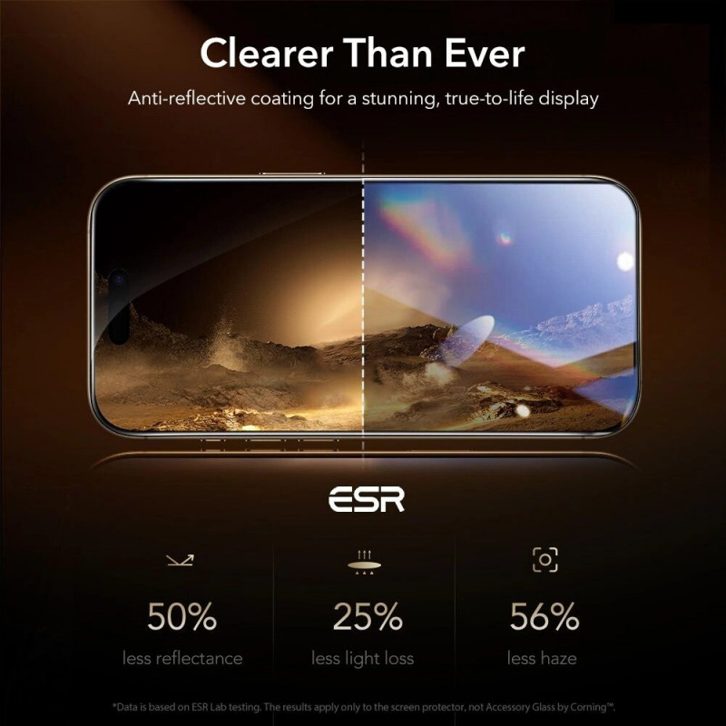 ESR UltraFit Armorite Pro grūdintas stiklas su Glass by Corning Apple iPhone 17 Pro Max, ESR928