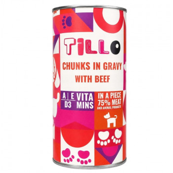 TILLO Chunks in gravy Beef šlapias pašaras šunims, 1250 g