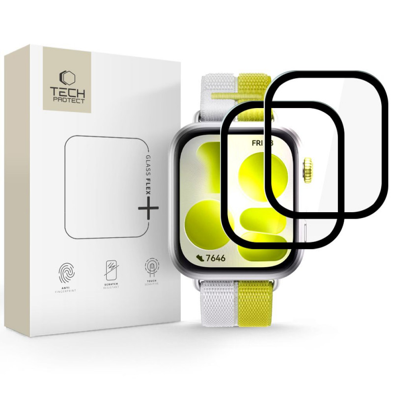 Tech-Protect Glass Flex+ hibridinis stiklas Huawei Watch Fit 5, juodas (2 vnt.)