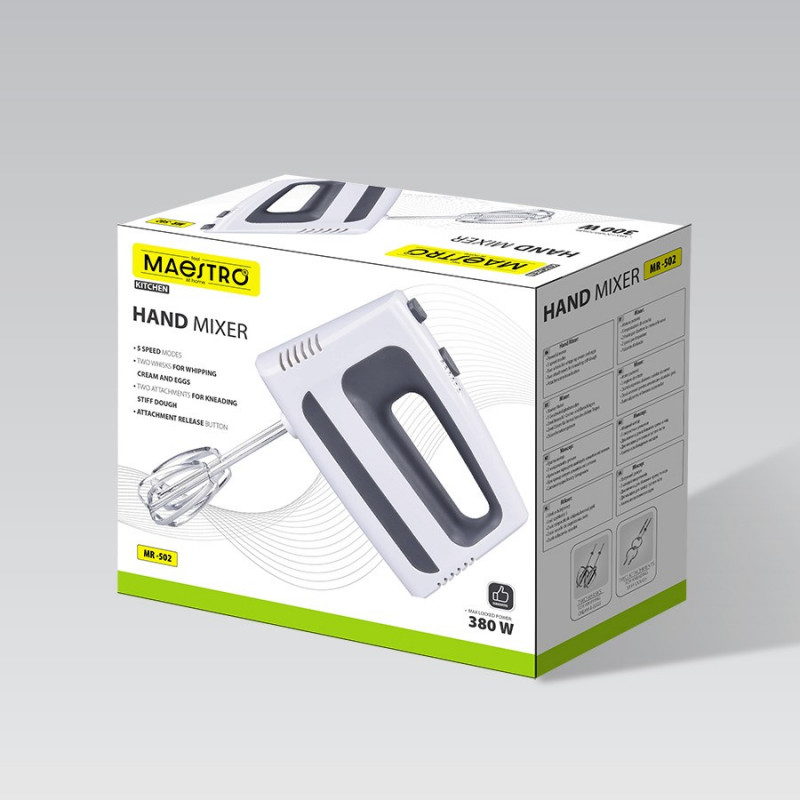 Rankinis plaktuvas Maestro MR-502, 500 W, baltas/juodas