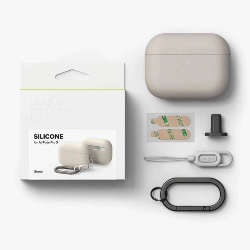 Ringke Silicone Ringke silikoninis dėklas Apple AirPods Pro 3, Stone (smėlio spalvos)