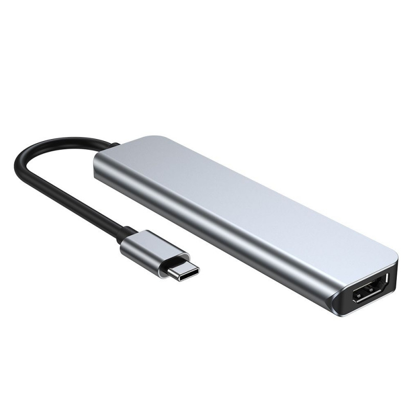Tech-Protect V4 6-in-1 USB-C šakotuvas, pilkas
