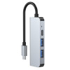 Tech-Protect V2 4-in-1 USB-C šakotuvas, pilkas