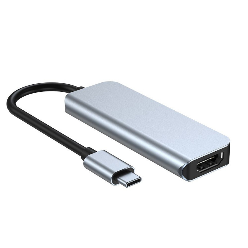 Tech-Protect V2 4-in-1 USB-C šakotuvas, pilkas
