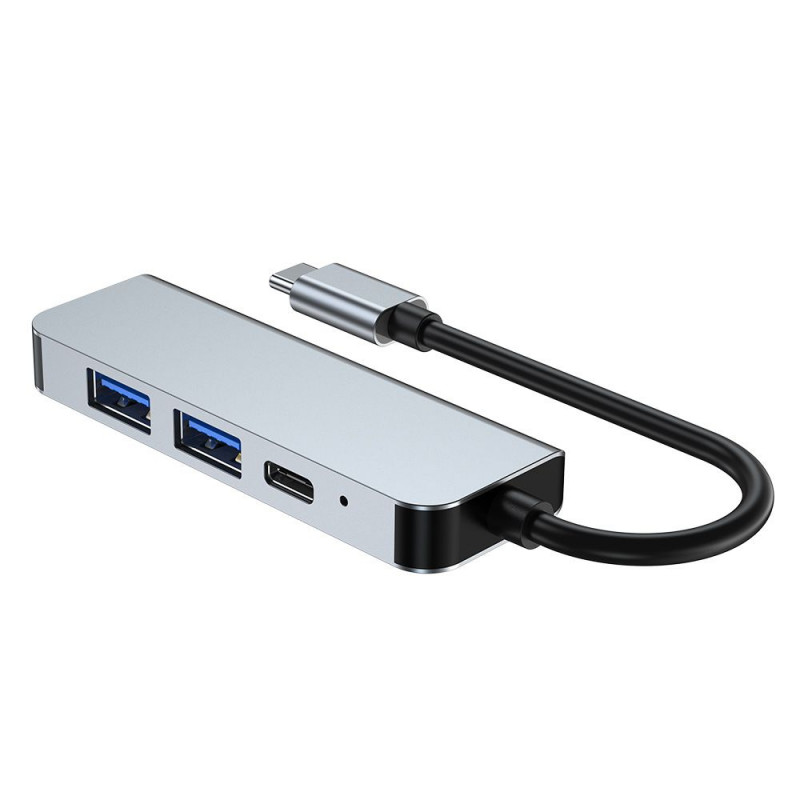 Tech-Protect V2 4-in-1 USB-C šakotuvas, pilkas