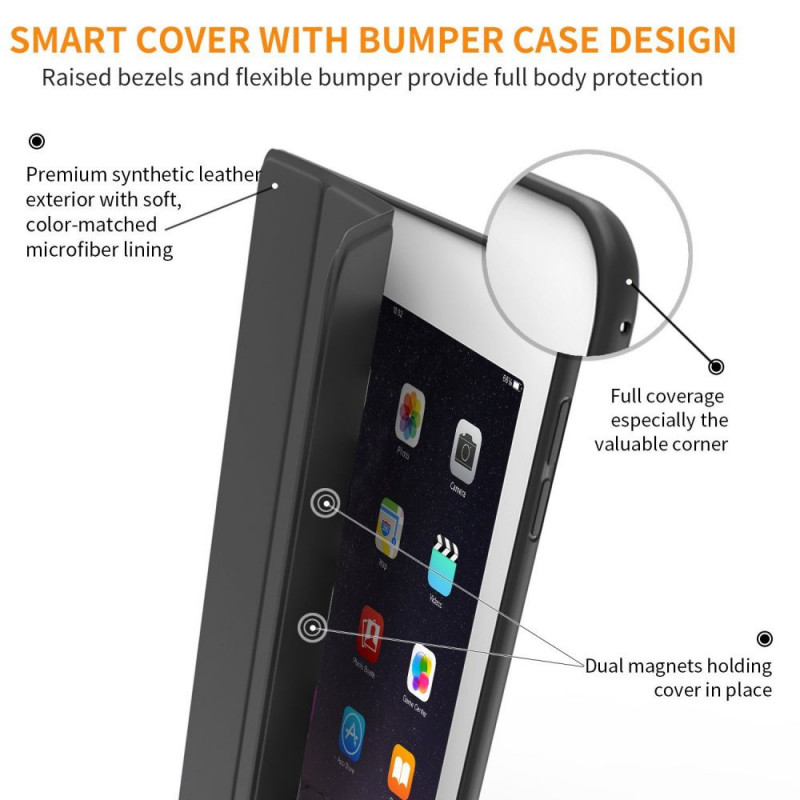Tech-Protect Smartcase THP770BLK dėklas Apple iPad 9.7 (2017/2018, 5th/6th Gen), juodas