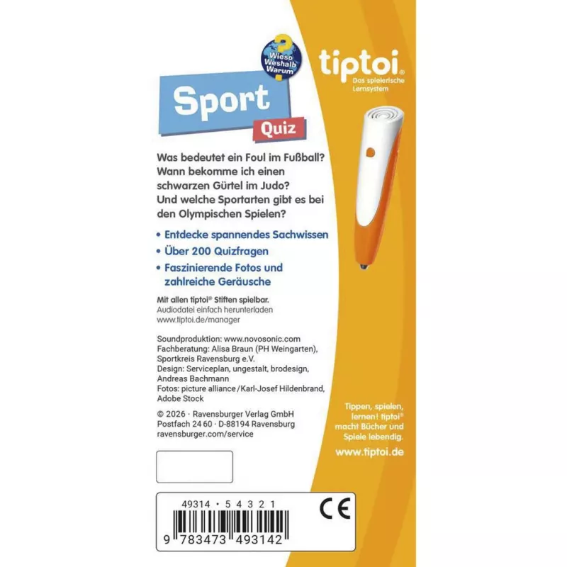 Ravensburger tiptoi Wieso? Weshalb? Warum? Quiz Sport, vokiškas leidimas