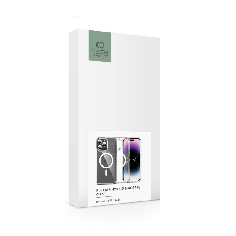 Tech-Protect Flexair Hybrid MagSafe THP2290 dėklas, skirtas Apple iPhone 15 Pro, permatomas