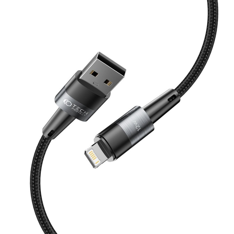 Tech-Protect UltraBoost USB-A/Lightning kabelis, 12W, 2.4A, 100 cm, pilkas