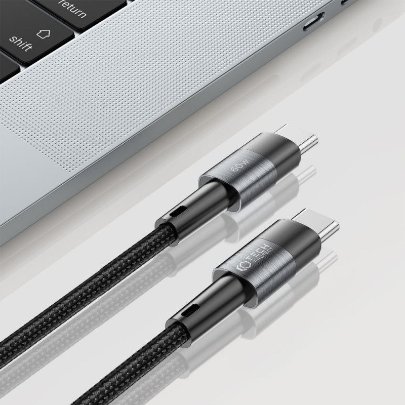Tech-Protect UltraBoost USB-C/USB-C kabelis PD 60W 3A 100 cm, pilkas