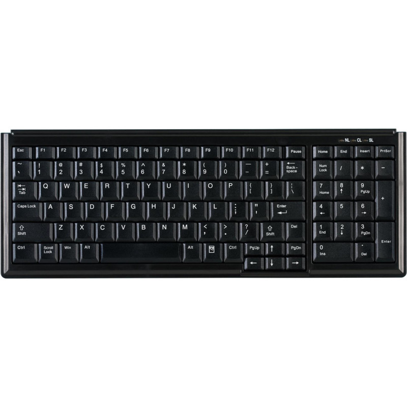 Active Key AK-7000-U-B/CH mini stalinė klaviatūra, laidinė, USB, šveicariška klaviatūros išdėstymas, juoda