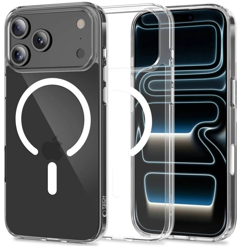 Tech-Protect Flexair Hybrid CC MagSafe dėklas, skirtas Apple iPhone 17 Pro Max, permatomas