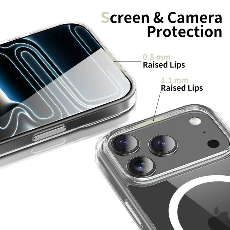 Tech-Protect Flexair Hybrid CC MagSafe dėklas, skirtas Apple iPhone 17 Pro Max, permatomas