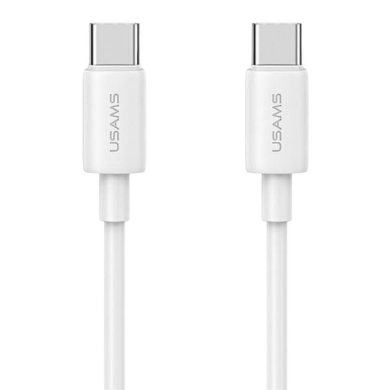 USAMS CC339 T76 45W GaN USB-C sieninis įkroviklis su SJ711 USB-C–USB-C kabeliu (1 m), baltas