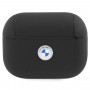 BMW BMAP2SSLBK Signature Apple AirPods Pro 2 (2022/2023) įkrovimo dėklo užvalkalas, juodas, natūrali oda, sidabrinis logotipas