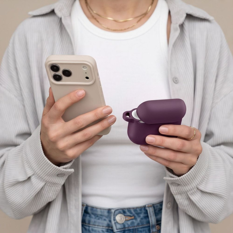 Tech-Protect Silicone Hook THP6103 Apple AirPods Pro 3 įkrovimo dėklo užvalkalas, bordo
