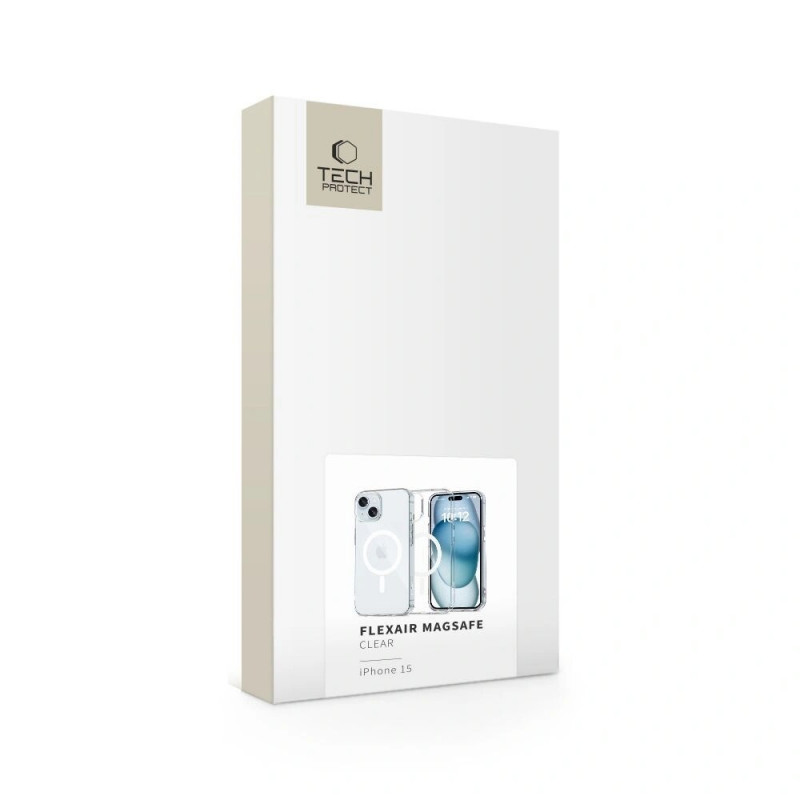 Tech-Protect FlexAir MagSafe THP3578 dėklas, skirtas Apple iPhone 15, skaidrus
