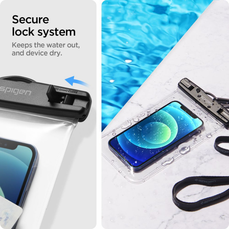 Spigen A601 universalus vandeniui atsparus dėklas (2 vnt.), Crystal Clear