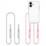 Tech-Protect FlexAir Chain MagSafe dėklas Apple iPhone 16, permatomas, su pilku ir rausvu pakabukais