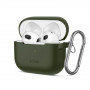 Tech-Protect Silicone Hook silikoninis Apple AirPods 3 įkrovimo dėklo apvalkalas su karabinu, Olive Green