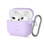 Tech-Protect Silicone Hook silikoninis Apple AirPods 3 įkrovimo dėklo apvalkalas su karabinu, levandų spalvos