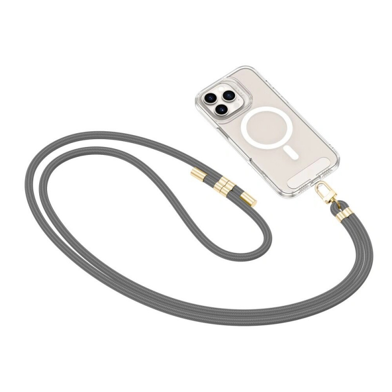Tech-Protect C7S Rope Crossbody telefono dirželis, Pieštuko pilkas/auksinis