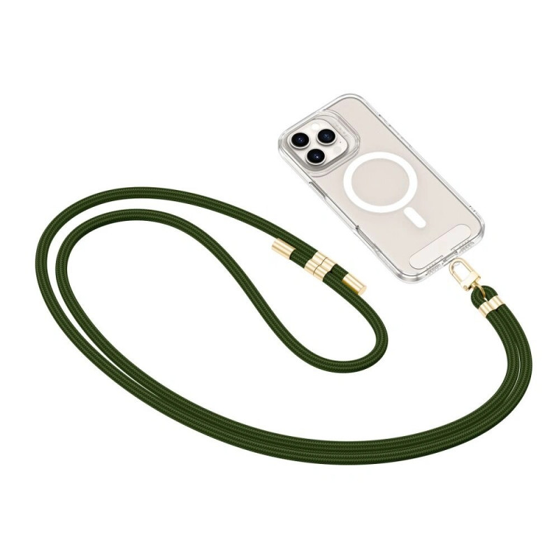 Tech-Protect C7S Rope Crossbody telefono dirželis, Medžioklinis žalias/auksinis