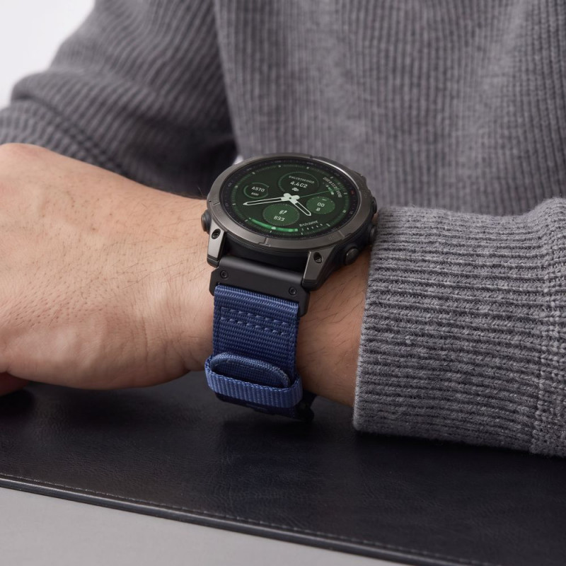 Tech-Protect Nylon Classic laikrodžio apyrankė, skirta Garmin Fenix 5X / 5X Plus / 6X / 6X Pro / 7X / 8 / 8 Pro / 9 / 9 Pro 47 mm, Midnight Navy