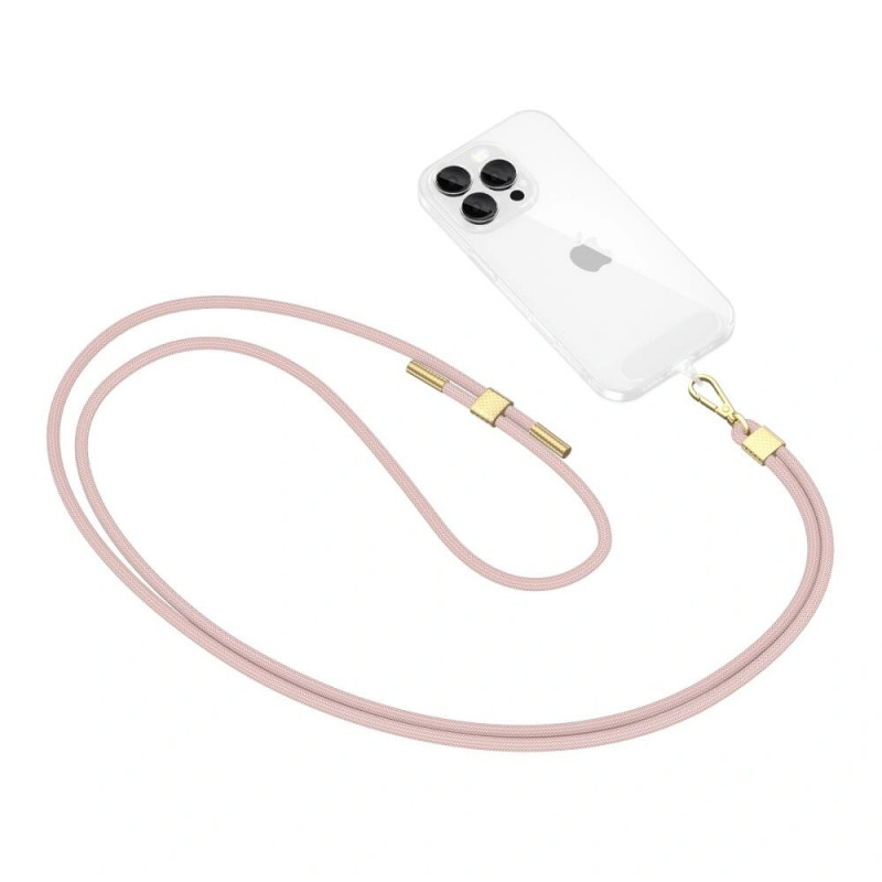 Tech-Protect C2S Rope Crossbody telefono dirželis, Kūdikio rožinis/auksinis