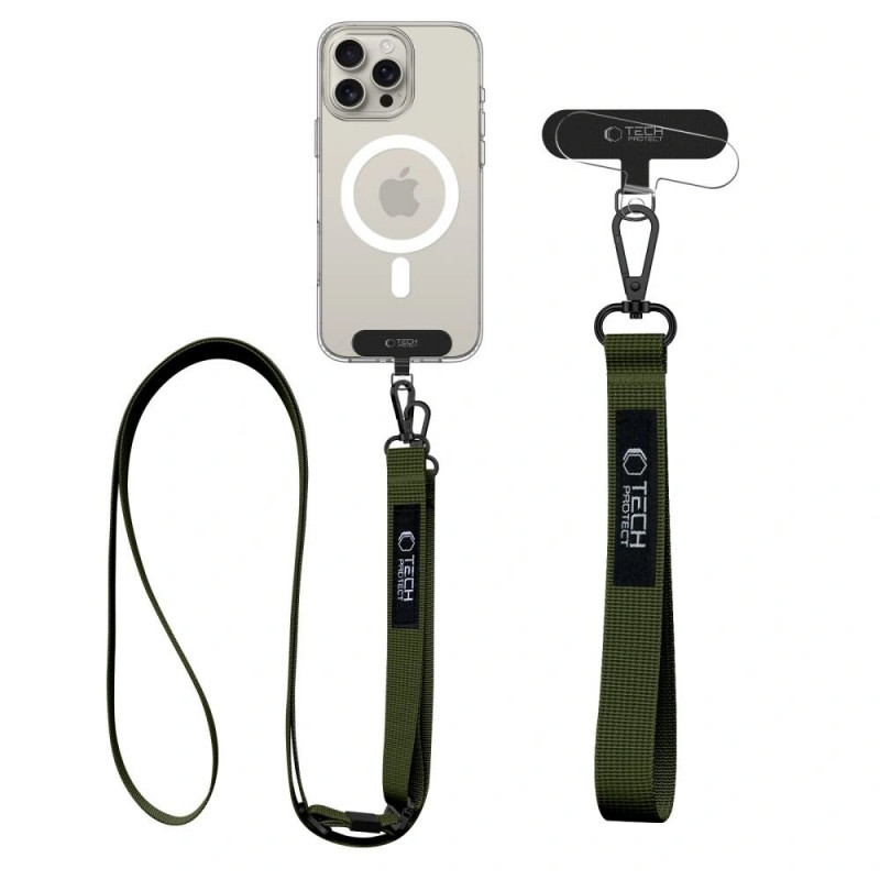 Tech-Protect C6S Rope Crossbody 2-in-1 telefono pakabukas, Cargo Khaki (alyvuogių)
