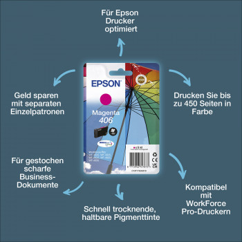 Epson 406 Original rašalo kasetė, magenta, 6 ml (C13T17G34010)
