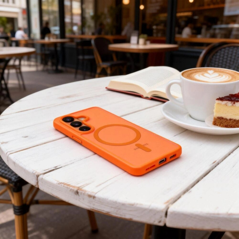 Tech-Protect Magmat MagSafe dėklas skirtas Samsung Galaxy S26, matinė oranžinė