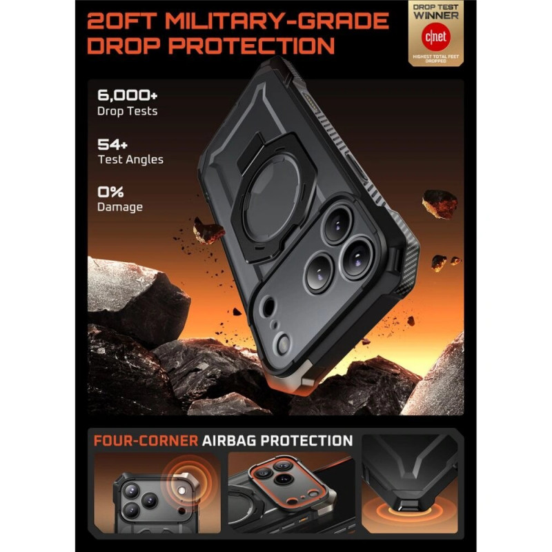 Supcase Unicorn Beetle Grip Mag MagSafe dėklas Apple iPhone 17 Pro Max, juodas