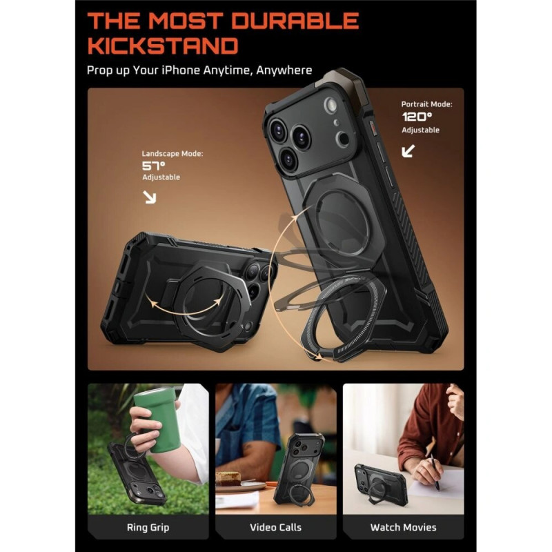 Supcase Unicorn Beetle Grip Mag MagSafe dėklas Apple iPhone 17 Pro Max, juodas