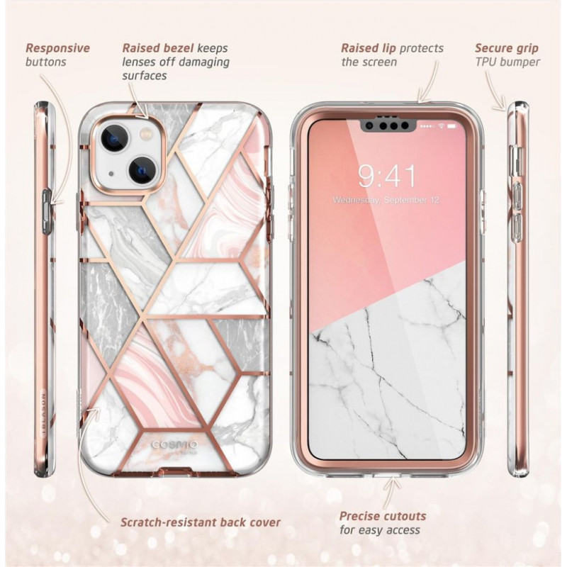 Supcase Cosmo dėklas Apple iPhone 14 Plus / 15 Plus, Pink Marble