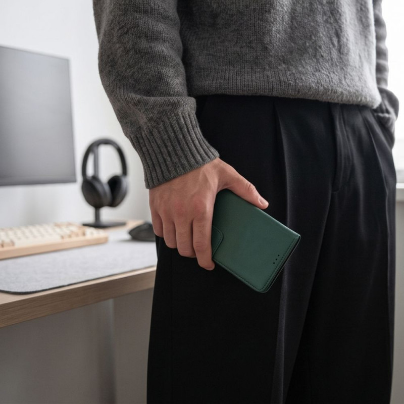 Tech-Protect Wallet dėklas su kortelių skyreliais Xiaomi Redmi Note 17 Pro Max 5G, žalias
