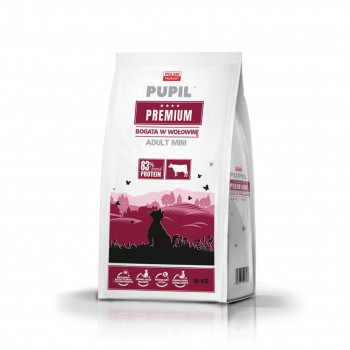PUPIL Premium Mini Rich in Beef sausa šunų ėdalo su jautiena, 10 kg